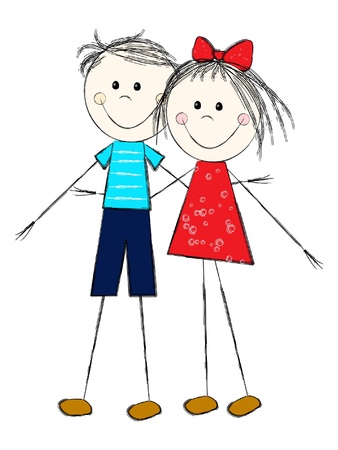 Boy and girl - romantic coupleのイラスト素材
