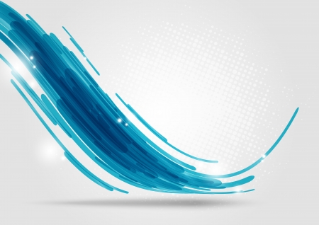 Blue abstract wave background with light elementsのイラスト素材