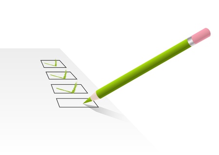 Pencil writes check mark on the formのイラスト素材