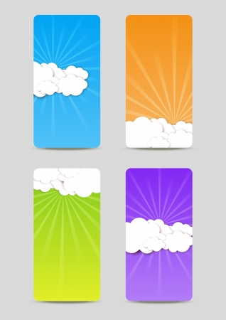 Set of colorful banners with cloudsのイラスト素材
