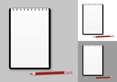 Notebook background with red pencilのイラスト素材