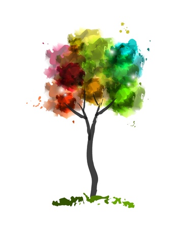 Vector illustration of watercolor treeのイラスト素材