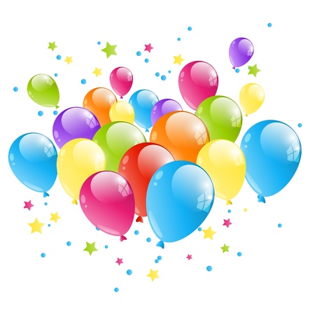 Group of color balloon isolated on whiteのイラスト素材