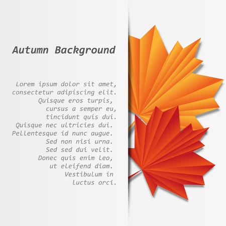 Paper banner with origami maple leavesのイラスト素材