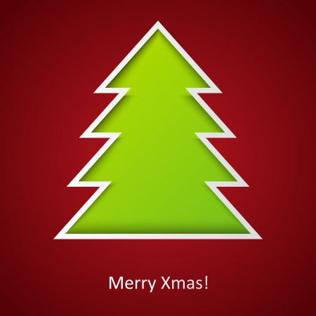 Paper Xmas tree on redのイラスト素材