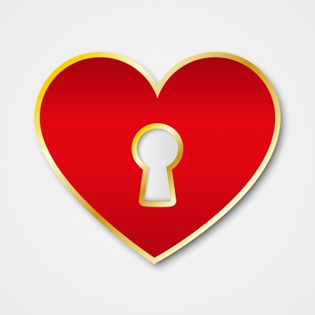 Paper red heart with keyholeのイラスト素材