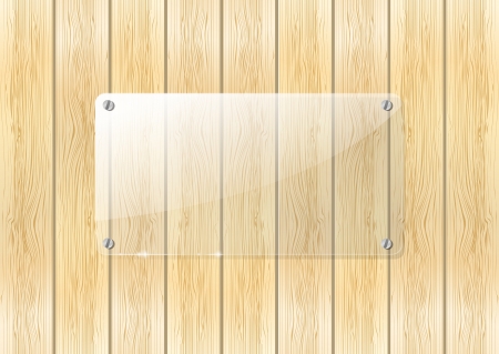 Glass banner on wooden backgroundのイラスト素材