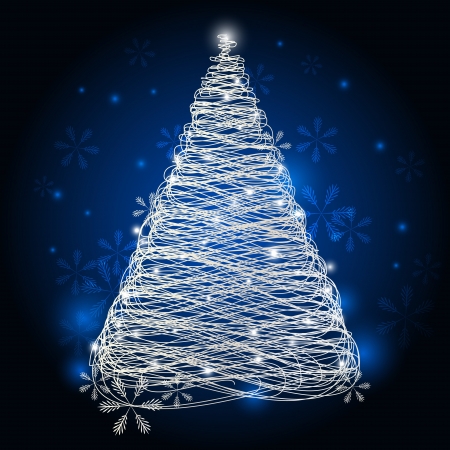 Silver Christmas tree with lightsのイラスト素材