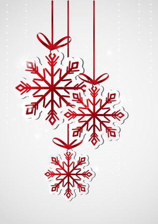 Card with red Christmas shiny snowflakesのイラスト素材
