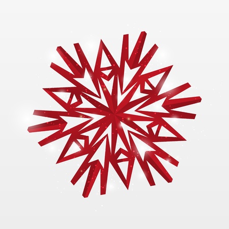 Red paper snowflake with lightsのイラスト素材