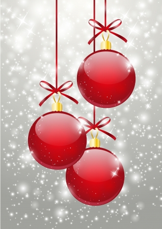 Red Christmas balls on starry backgroundのイラスト素材