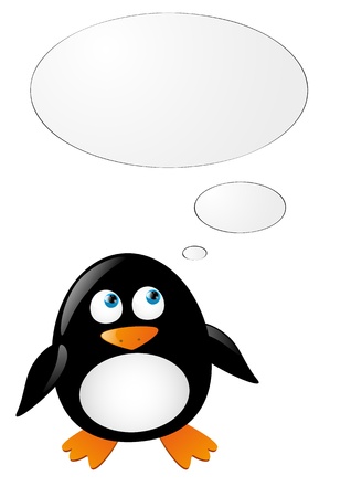 Cute penguin think about somethingのイラスト素材