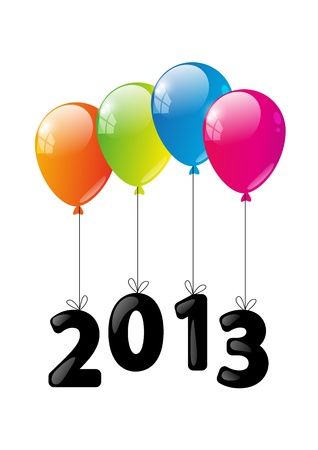 Color glossy balloon with numbers 2013 - New Year conceptのイラスト素材