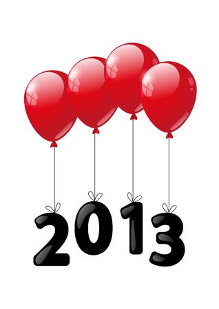 Red glossy balloon with numbers 2013 - New Year conceptのイラスト素材
