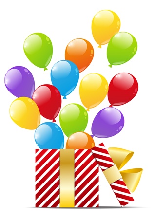Gift box with color balloonのイラスト素材