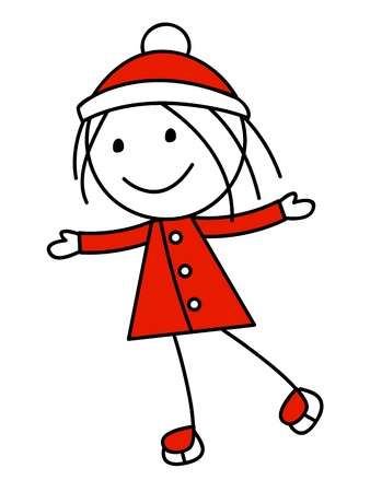 Ice skating girl on whiteのイラスト素材