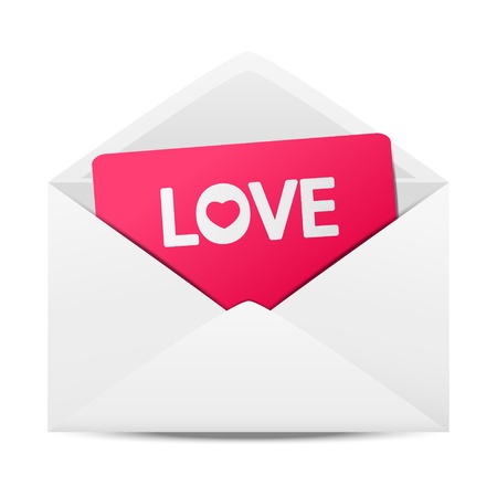 Envelope with pink Valentine cardのイラスト素材