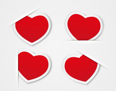 Set of red paper heartsのイラスト素材