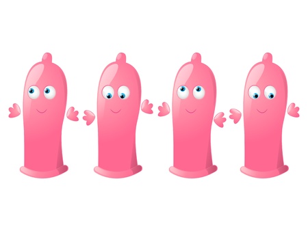 Funny condom characters isolated on whiteのイラスト素材