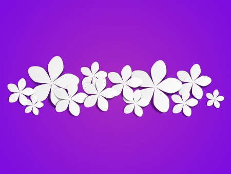 Paper flowers on purple backgroundのイラスト素材