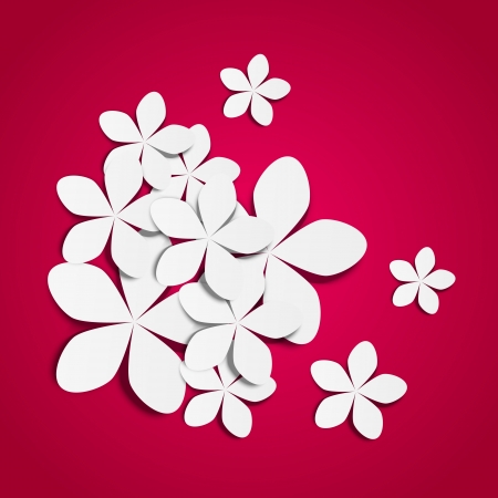 Paper flowers on pink backgroundのイラスト素材