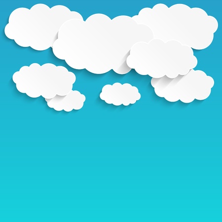 Paper clouds background with place for textの写真素材