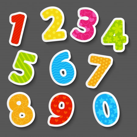 Set of color paper numbersのイラスト素材