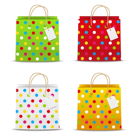 Set of color shopping bags with dots patternの写真素材