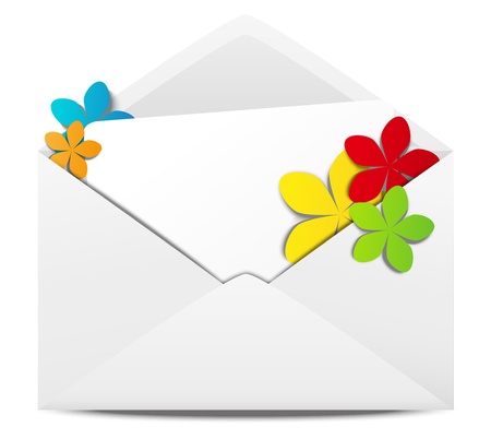 Spring mail with paper flowersの写真素材