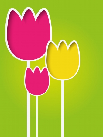 Paper tulips with place for textの写真素材