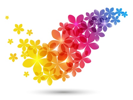 Floral rainbow wave on whiteの写真素材