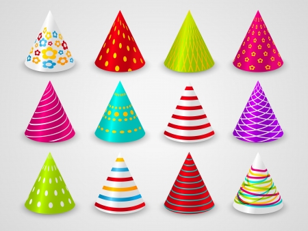 Set of party paper hatsのイラスト素材
