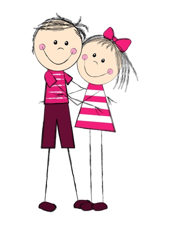 Cute couple isolated on whiteのイラスト素材