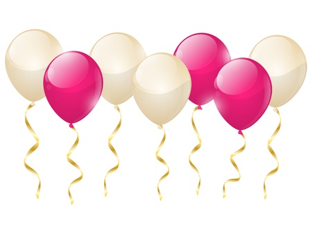 Wedding balloons with golden ribbonsのイラスト素材