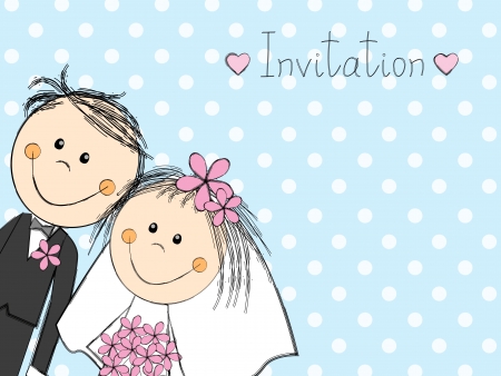 Wedding invitation with happy coupleのイラスト素材