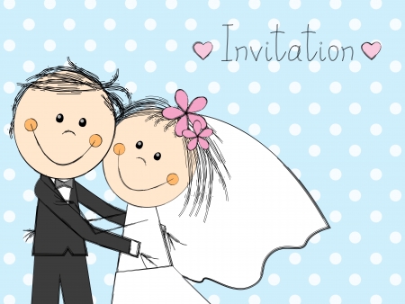Wedding invitation with happy coupleのイラスト素材