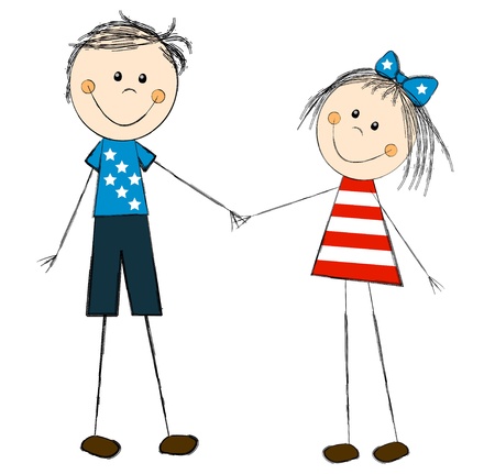 American couple for Independence dayのイラスト素材