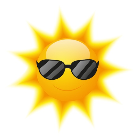 Cute Sun character with sunglassesのイラスト素材