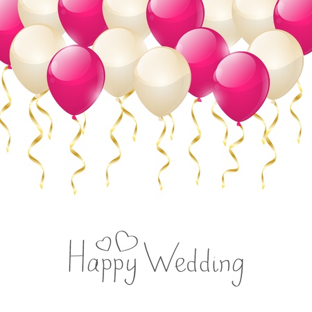 Wedding balloons with golden ribbonsのイラスト素材
