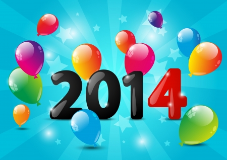 New Year numbers with balloonsのイラスト素材