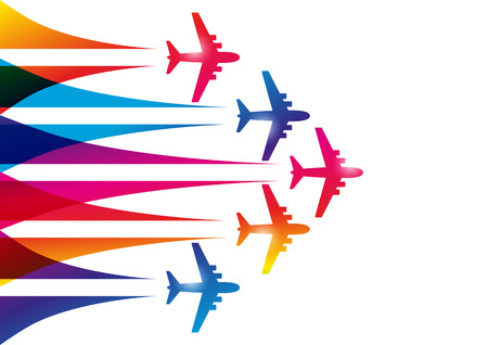 Color airplanes silhouettes on whiteのイラスト素材