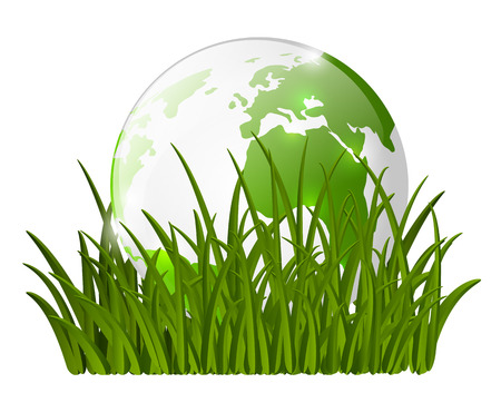 Earth globe on green grassのイラスト素材