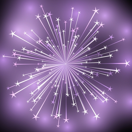 Shiny firework on purple backgroundのイラスト素材