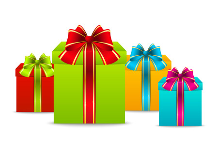 Color gift boxes on whiteのイラスト素材