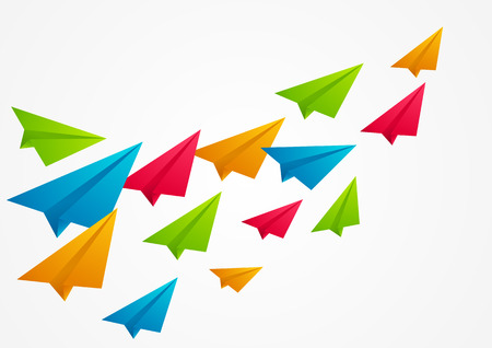 Color paper airplanes - vector illustrationのイラスト素材