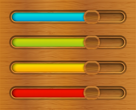 Set of color progress bars on wooden backgroundのイラスト素材
