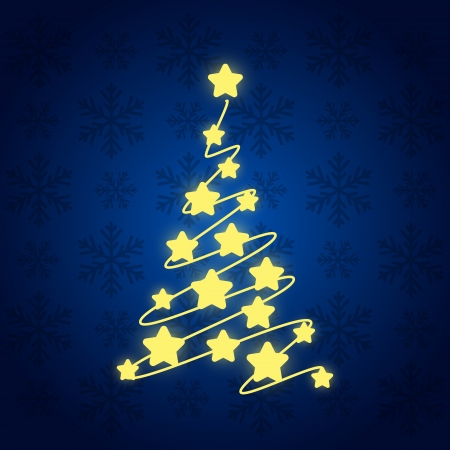 Starry Christmas tree on blueのイラスト素材