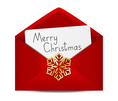 Christmas envelope with paper cardのイラスト素材