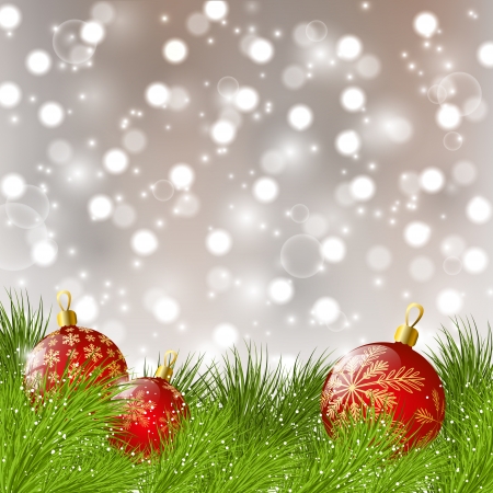 Christmas background with red ballsの写真素材