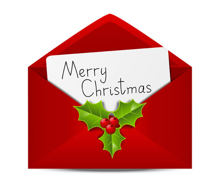 Christmas envelope with paper cardのイラスト素材